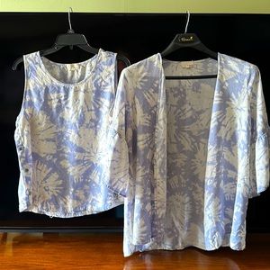 DEPT 222 Linen Blend Set Cami/Cover XL Tie Dye
